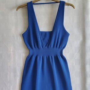 Luxe Bodycon Knit Dress Elastane Cobalt Blue Tank Top Style Stretch Waist Flirty